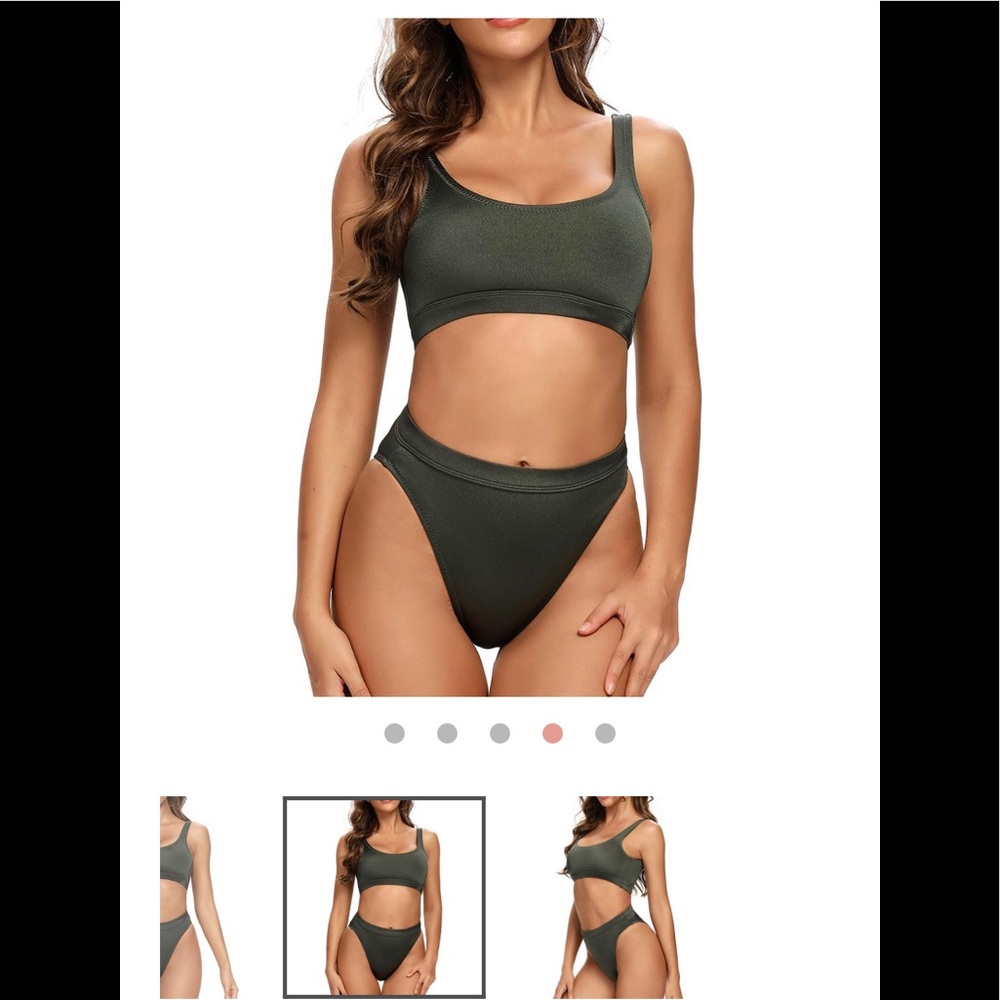 Low scoop crop top high cheeky bikini set.